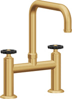 California Faucets Descanso Works Llave de Cocina Tipo Puente Industrial - Pico Cuadruple - Oro Satinado de por Vida