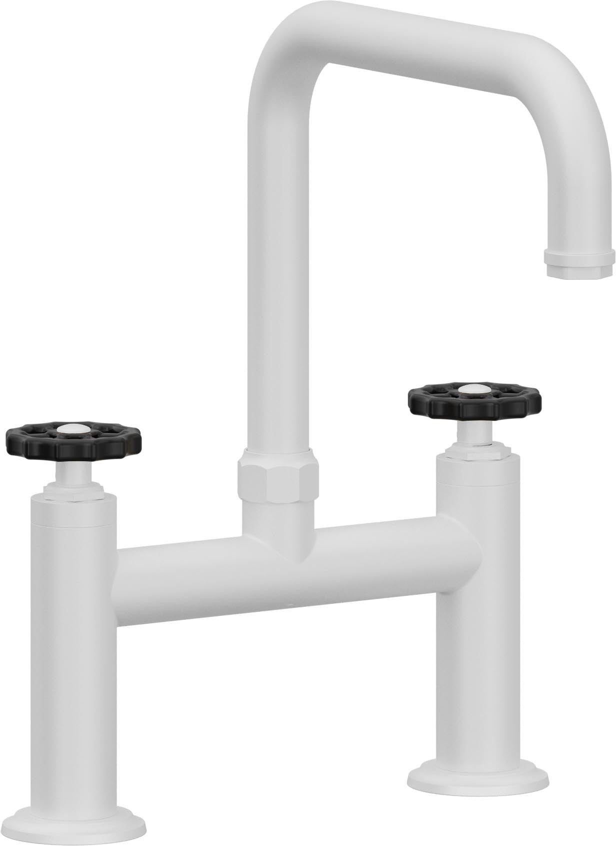 California Faucets Descanso Works Llave de Cocina Tipo Puente Industrial - Pico Cuadruple - Blanco Mate