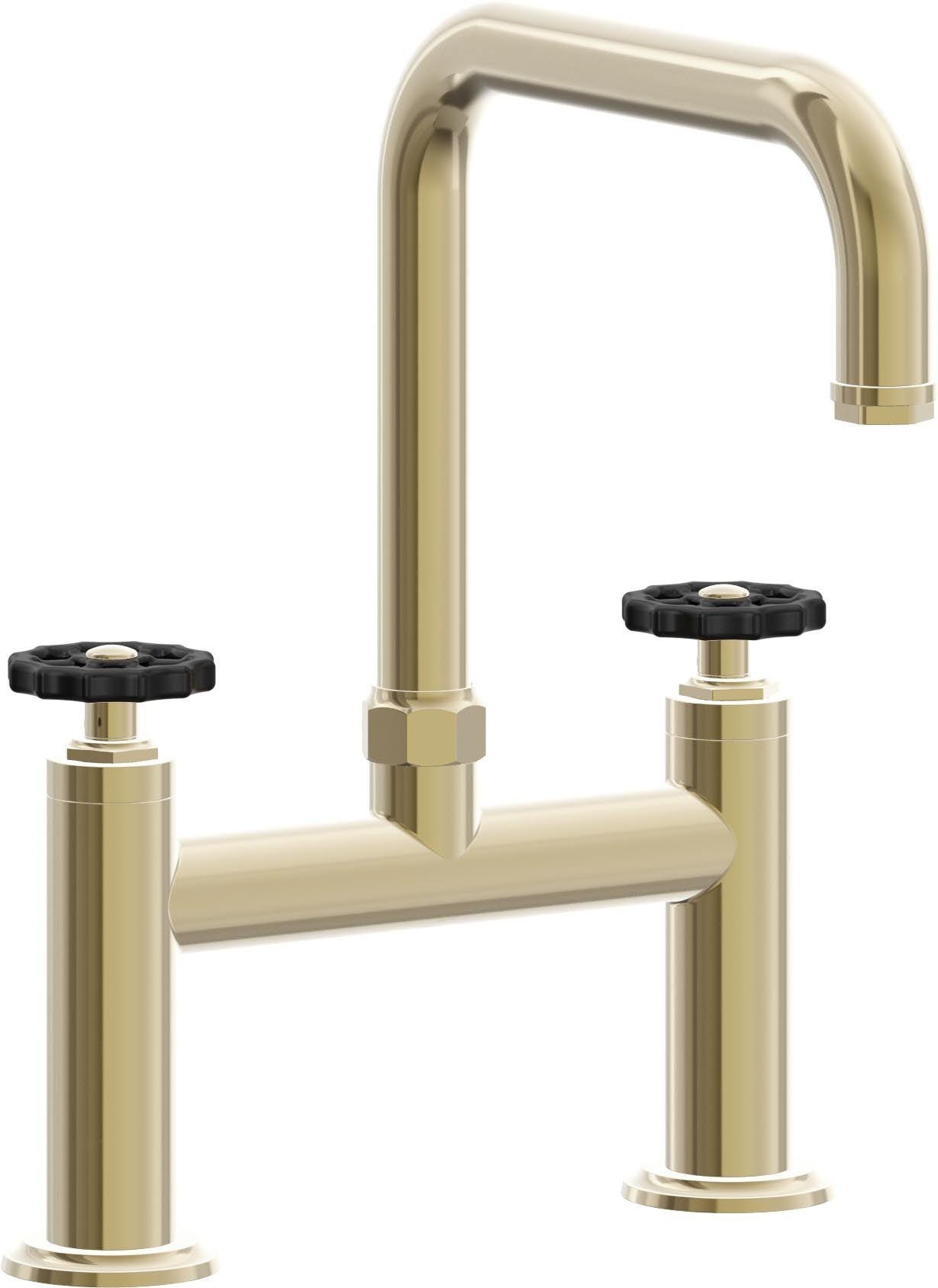 California Faucets Descanso Works Llave de Cocina Tipo Puente Industrial - Pico Cuadruple - Latón Pulido
