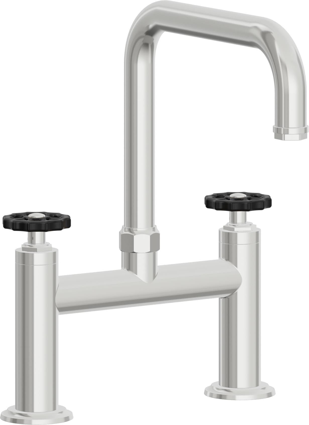 California Faucets Descanso Works Llave de Cocina Tipo Puente Industrial - Pico Cuadruple - Cromo Pulido