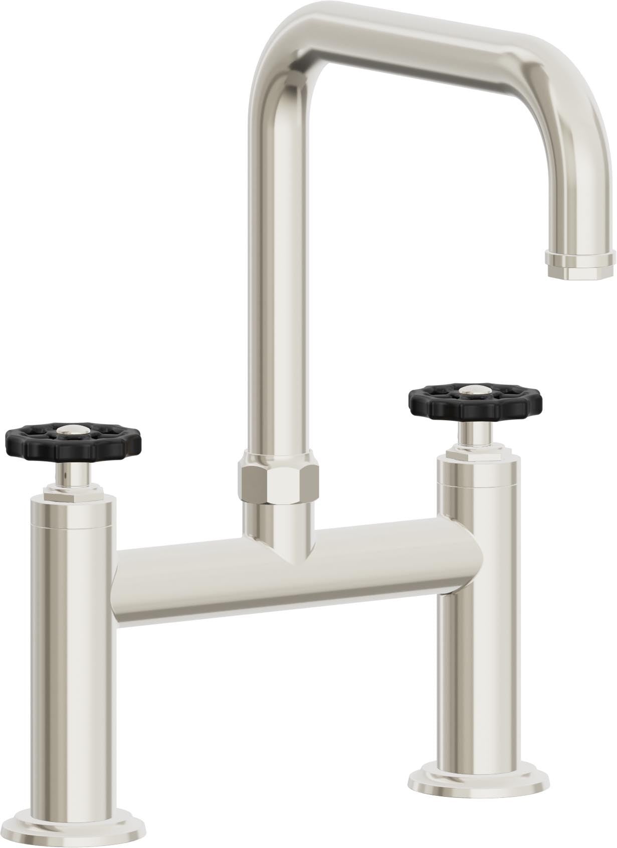 California Faucets Descanso Works Llave de Cocina Tipo Puente Industrial - Pico Cuadruple - Níquel Pulido