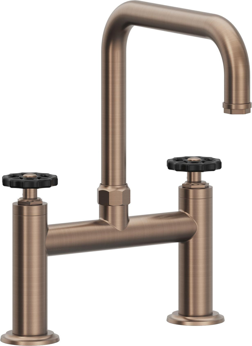 California Faucets Descanso Works Llave de Cocina Tipo Puente Industrial - Pico Cuadruple - Bronce Satinado