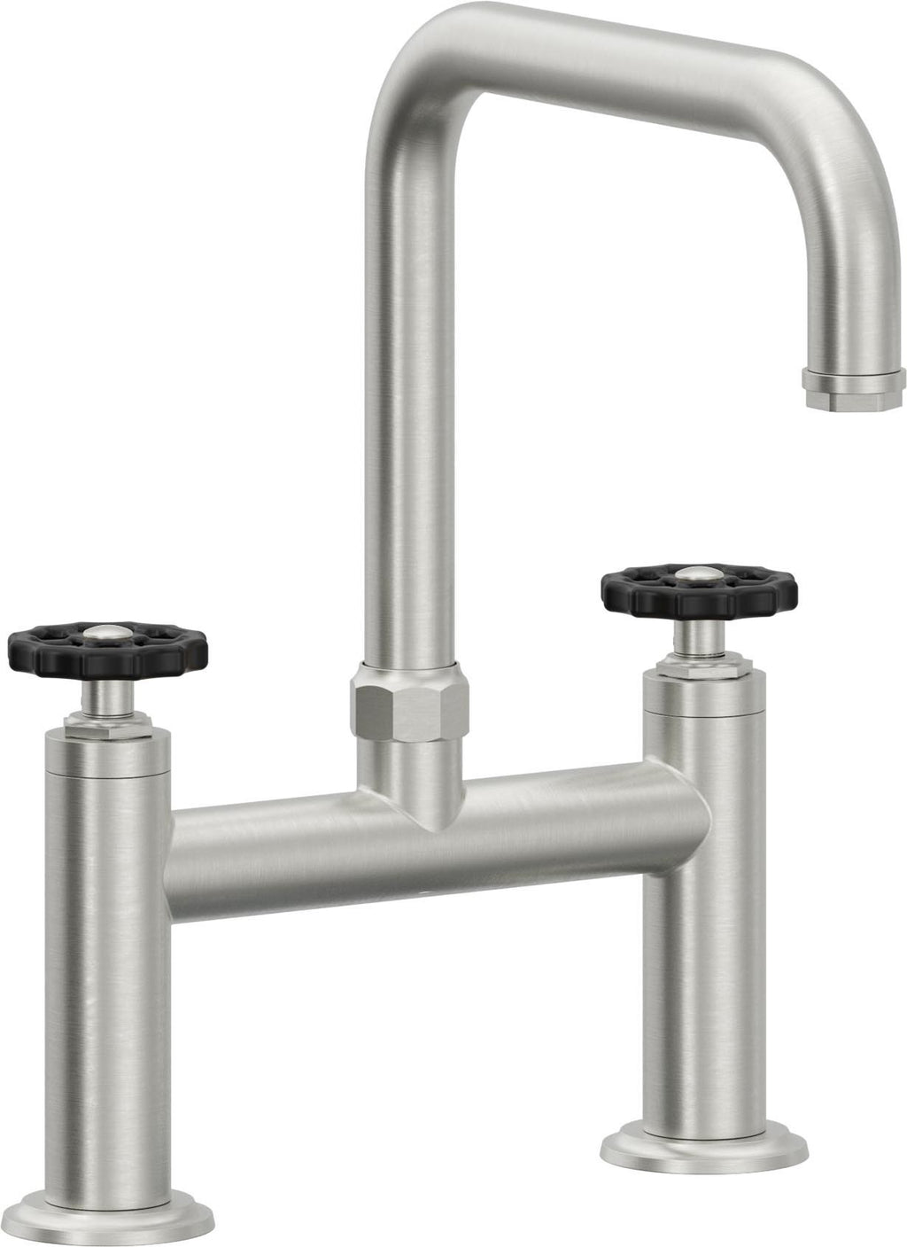 California Faucets Descanso Works Llave de Cocina Tipo Puente Industrial - Pico Cuadruple - Cromo Satinado