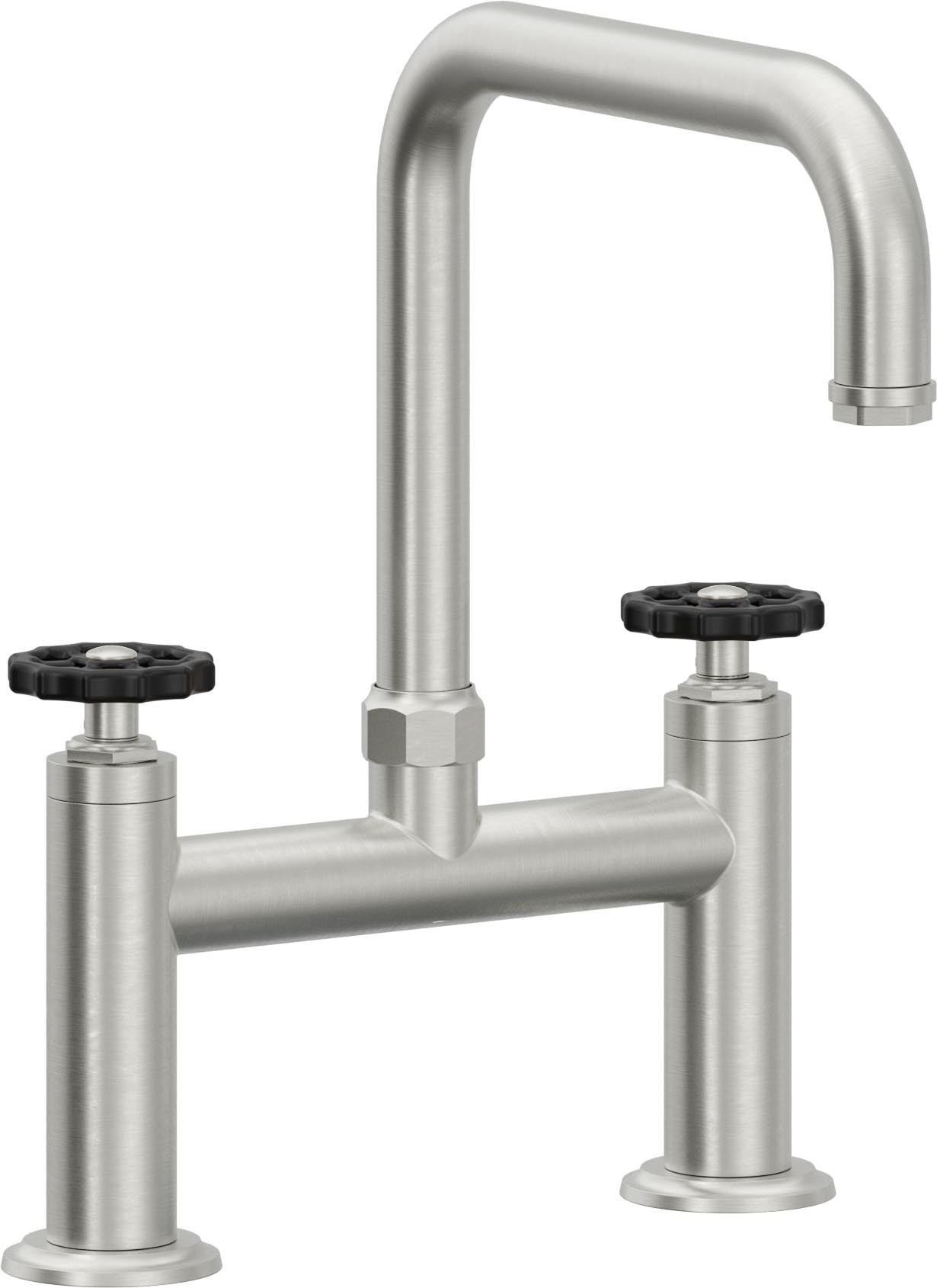 California Faucets Descanso Works Llave de Cocina Tipo Puente Industrial - Pico Cuadruple - Cromo Satinado