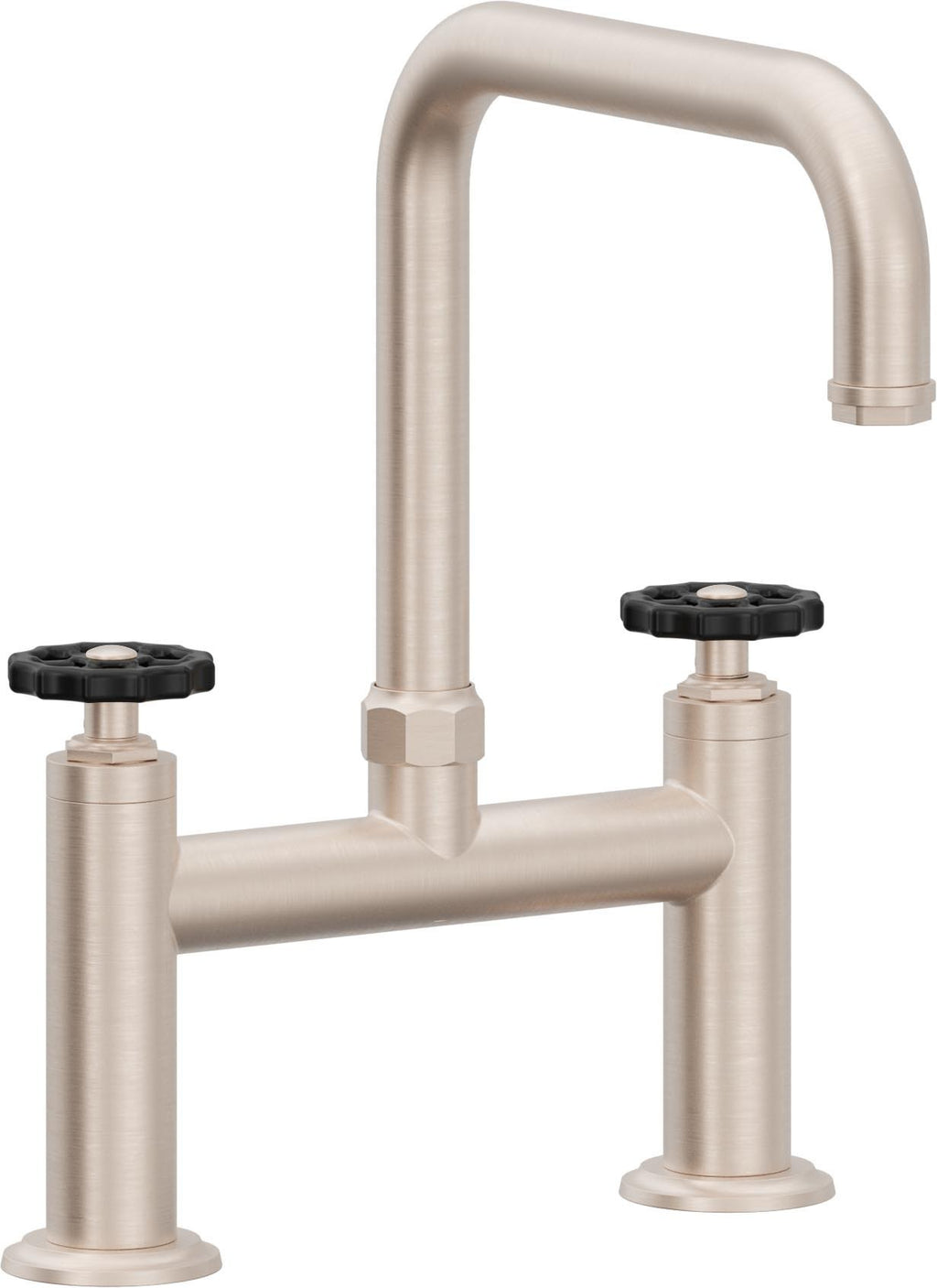 California Faucets Descanso Works Llave de Cocina Tipo Puente Industrial - Pico Cuadruple - Níquel Satinado
