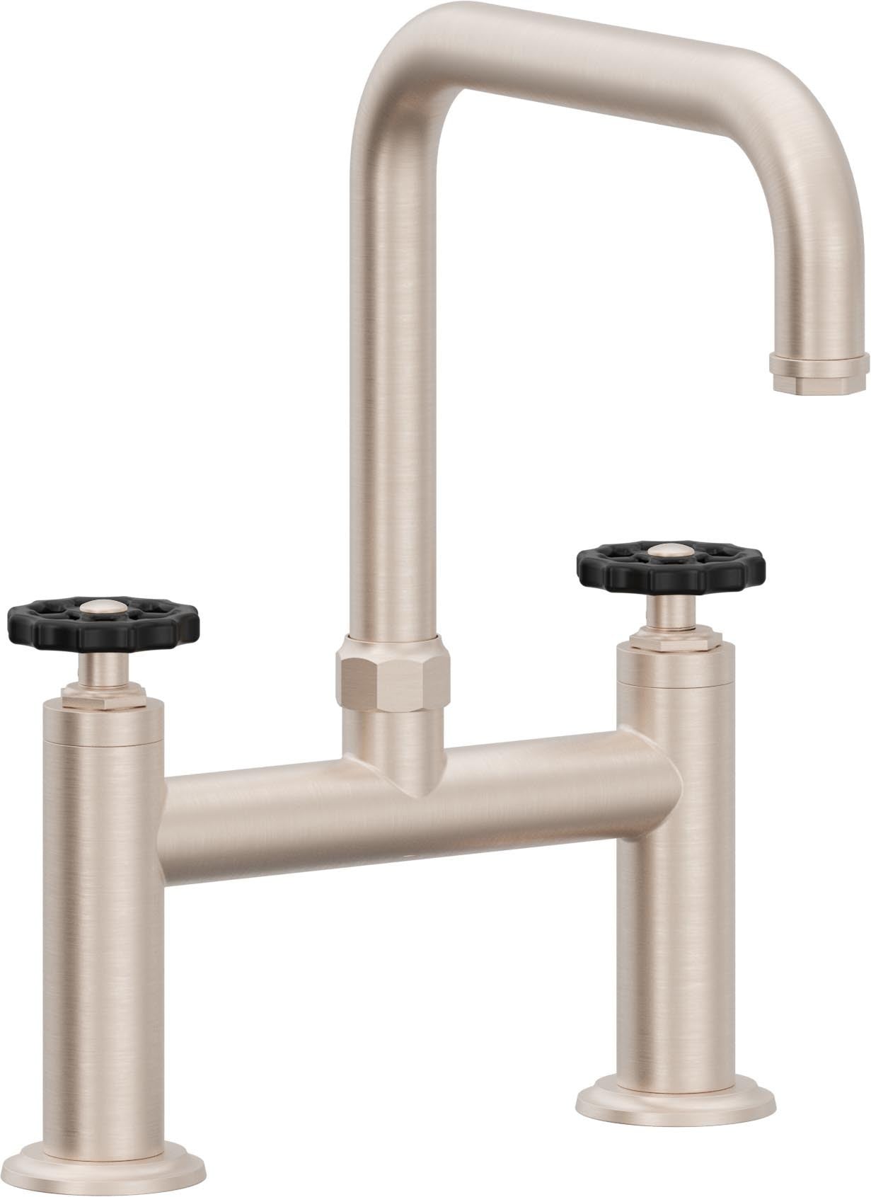California Faucets Descanso Works Llave de Cocina Tipo Puente Industrial - Pico Cuadruple - Níquel Satinado