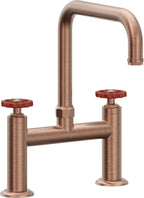 California Faucets Descanso Works Llave de Cocina Tipo Puente Industrial - Pico Cuadruple - Cobre Antiguo Mate