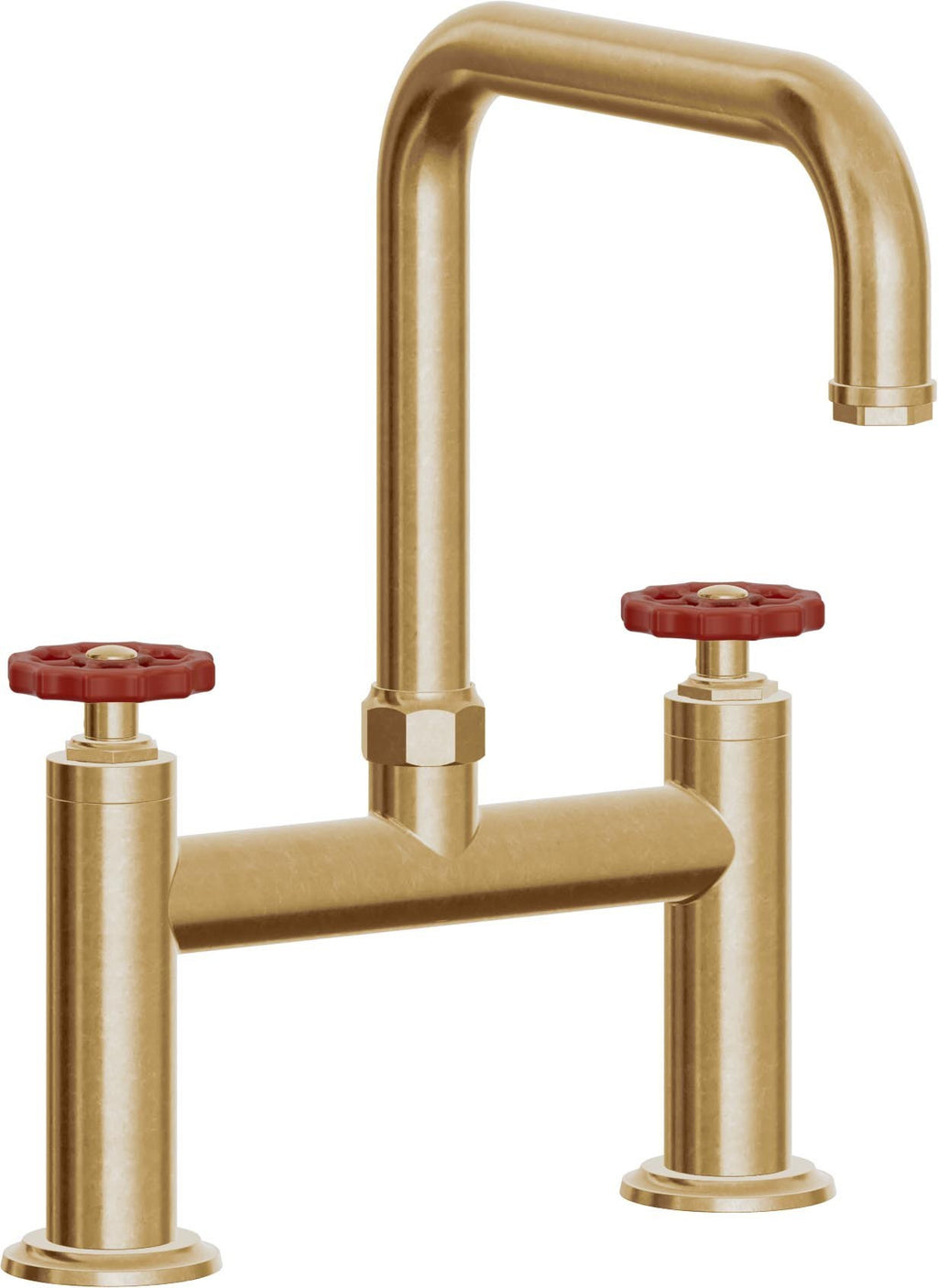 California Faucets Descanso Works Llave de Cocina Tipo Puente Industrial - Pico Cuadruple - Latón Bruñido
