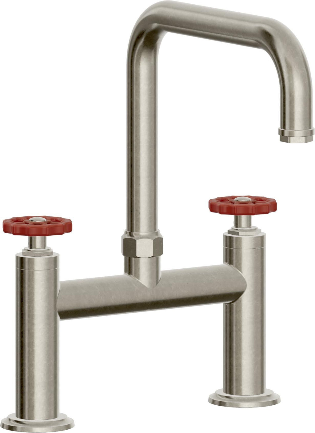 California Faucets Descanso Works Llave de Cocina Tipo Puente Industrial - Pico Cuadruple - Níquel Bruñido