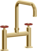 California Faucets Descanso Works Llave de Cocina Tipo Puente Industrial - Pico Cuadruple - Oro Francés