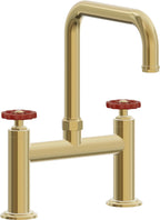 California Faucets Descanso Works Llave de Cocina Tipo Puente Industrial - Pico Cuadruple - Oro Pulido de por Vida