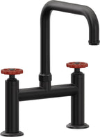 California Faucets Descanso Works Llave de Cocina Tipo Puente Industrial - Pico Cuadruple - Negro Mate