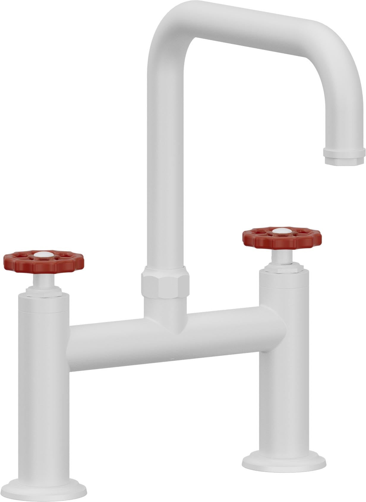 California Faucets Descanso Works Llave de Cocina Tipo Puente Industrial - Pico Cuadruple - Blanco Mate