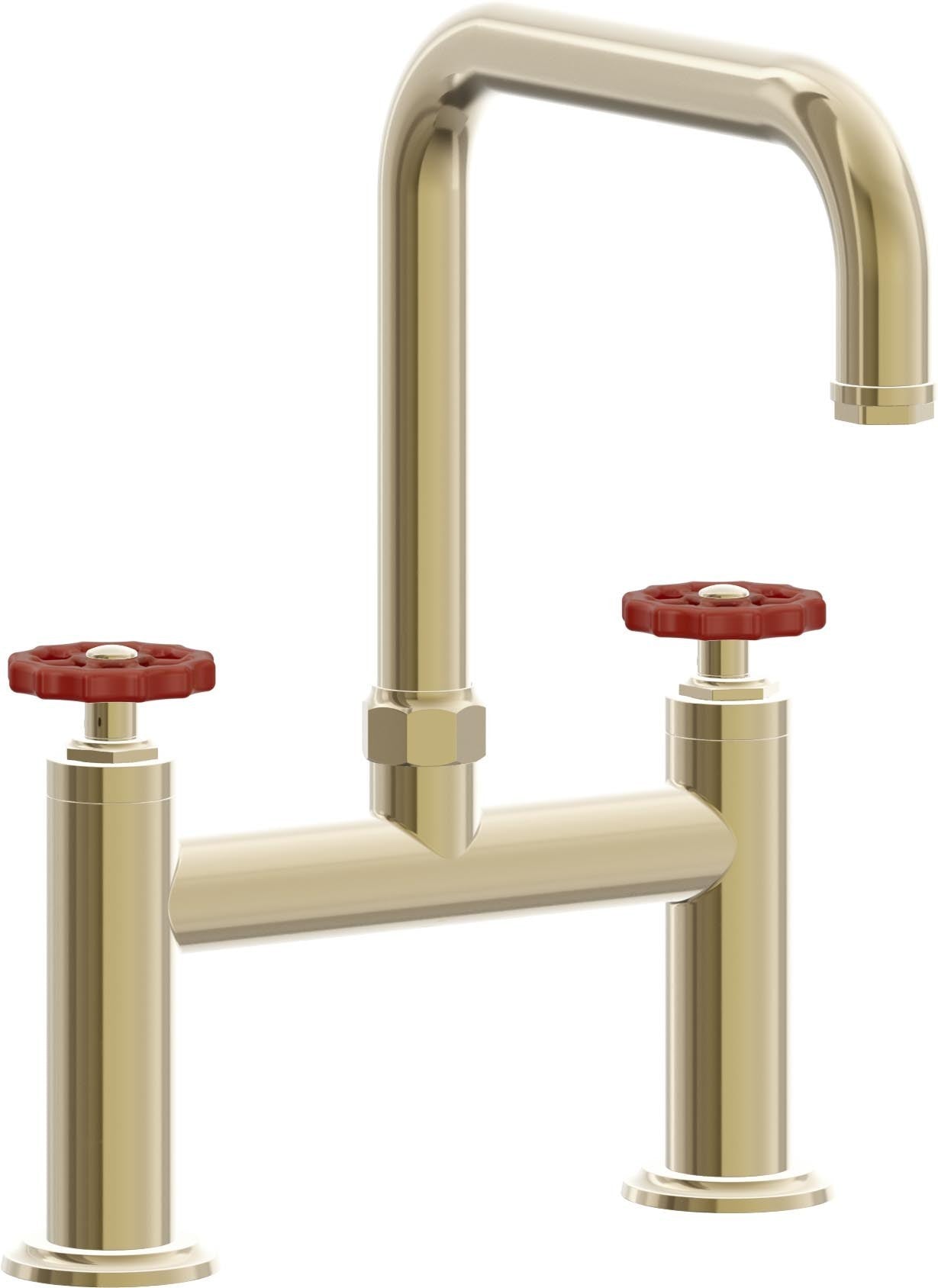 California Faucets Descanso Works Llave de Cocina Tipo Puente Industrial - Pico Cuadruple - Latón Pulido