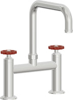 California Faucets Descanso Works Llave de Cocina Tipo Puente Industrial - Pico Cuadruple - Cromo Pulido
