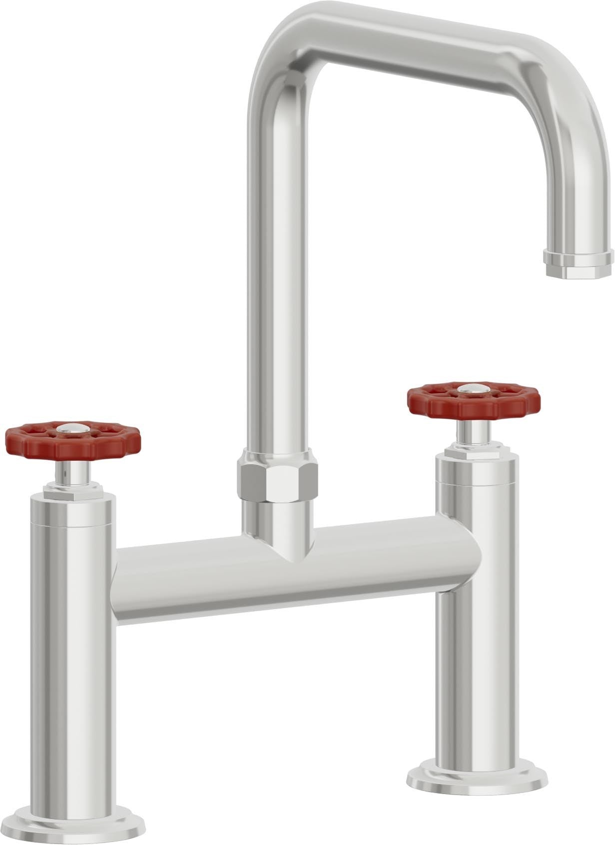 California Faucets Descanso Works Llave de Cocina Tipo Puente Industrial - Pico Cuadruple - Cromo Pulido
