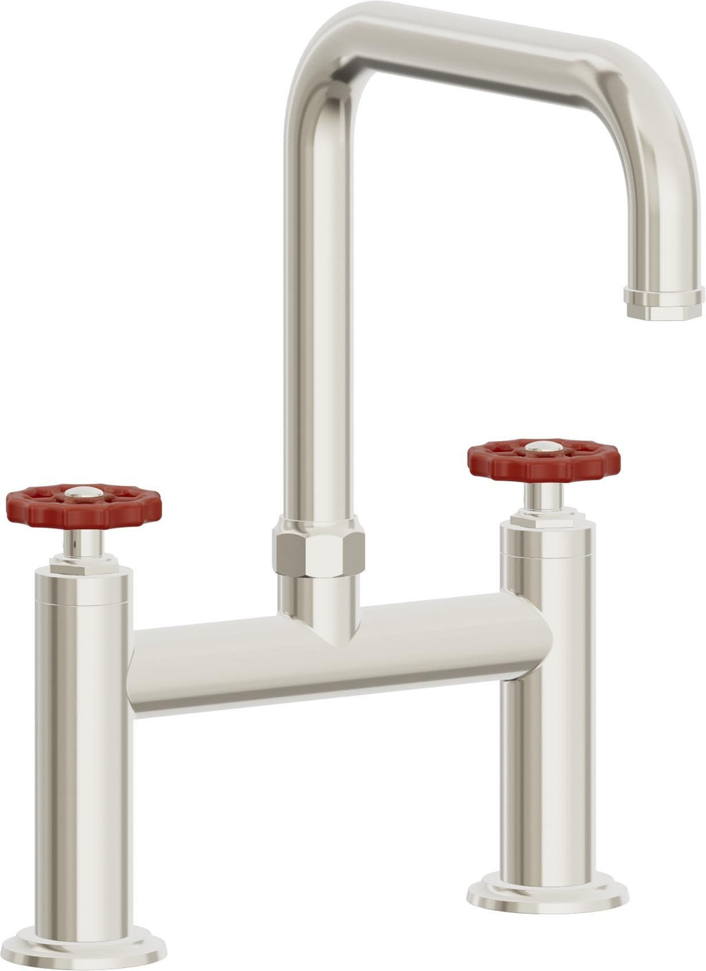 California Faucets Descanso Works Llave de Cocina Tipo Puente Industrial - Pico Cuadruple - Níquel Pulido