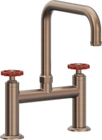 California Faucets Descanso Works Llave de Cocina Tipo Puente Industrial - Pico Cuadruple - Bronce Satinado