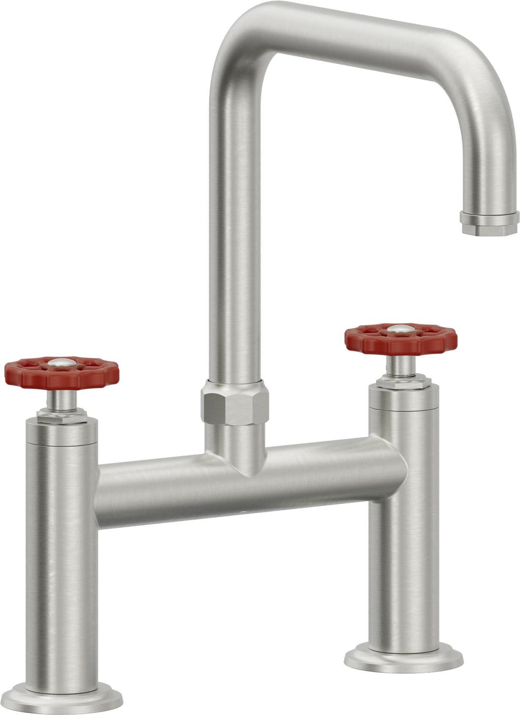 California Faucets Descanso Works Llave de Cocina Tipo Puente Industrial - Pico Cuadruple - Cromo Satinado