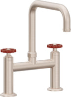 California Faucets Descanso Works Llave de Cocina Tipo Puente Industrial - Pico Cuadruple - Níquel Satinado