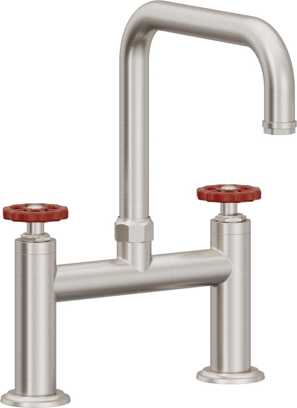 California Faucets Descanso Works Llave de Cocina Tipo Puente Industrial - Pico Cuadruple - Acero Inoxidable Ultra