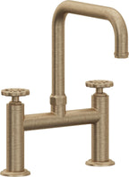 California Faucets Descanso Works Llave de Cocina Tipo Puente Industrial - Pico Cuadruple - Latón Antiguo Mate