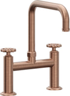 California Faucets Descanso Works Llave de Cocina Tipo Puente Industrial - Pico Cuadruple - Cobre Antiguo Mate