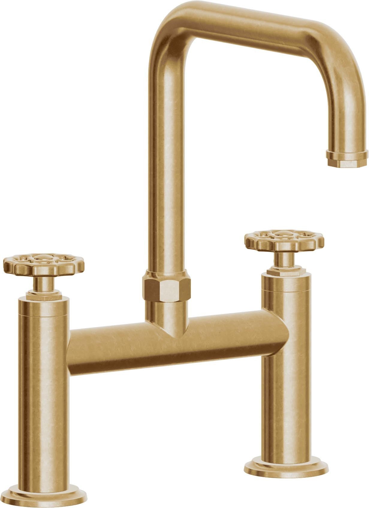 California Faucets Descanso Works Llave de Cocina Tipo Puente Industrial - Pico Cuadruple - Latón Bruñido