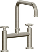 California Faucets Descanso Works Llave de Cocina Tipo Puente Industrial - Pico Cuadruple - Níquel Bruñido