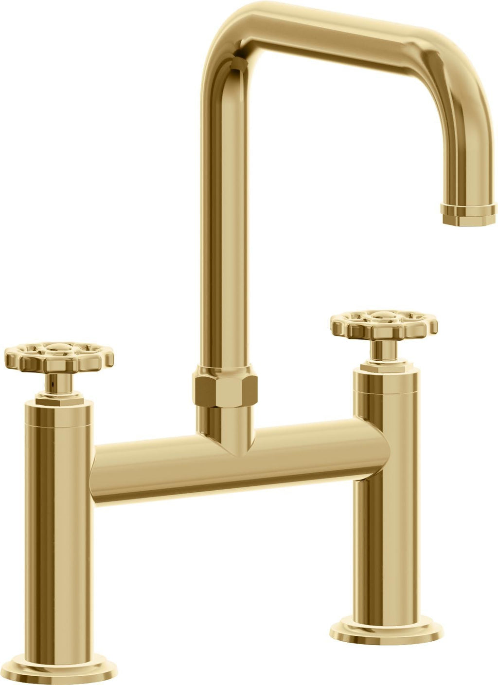 California Faucets Descanso Works Llave de Cocina Tipo Puente Industrial - Pico Cuadruple - Oro Francés