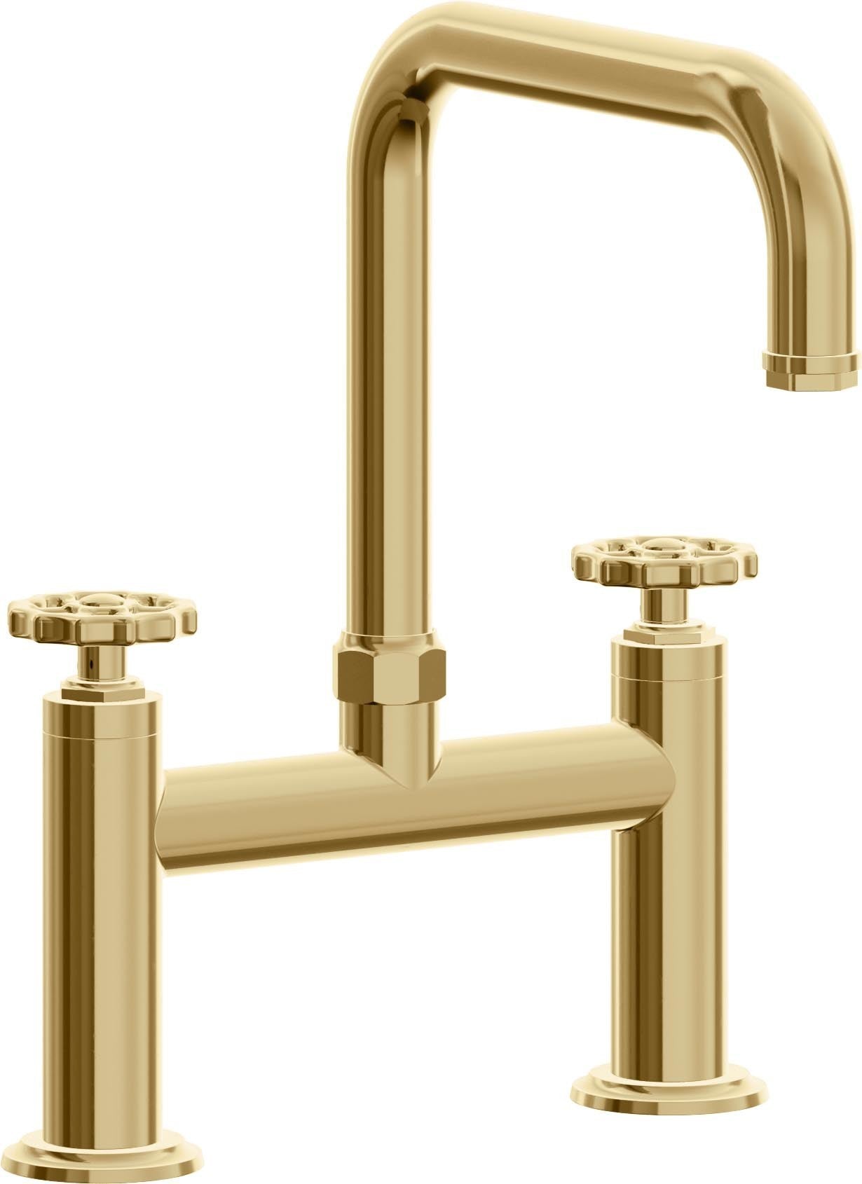 California Faucets Descanso Works Llave de Cocina Tipo Puente Industrial - Pico Cuadruple - Oro Francés