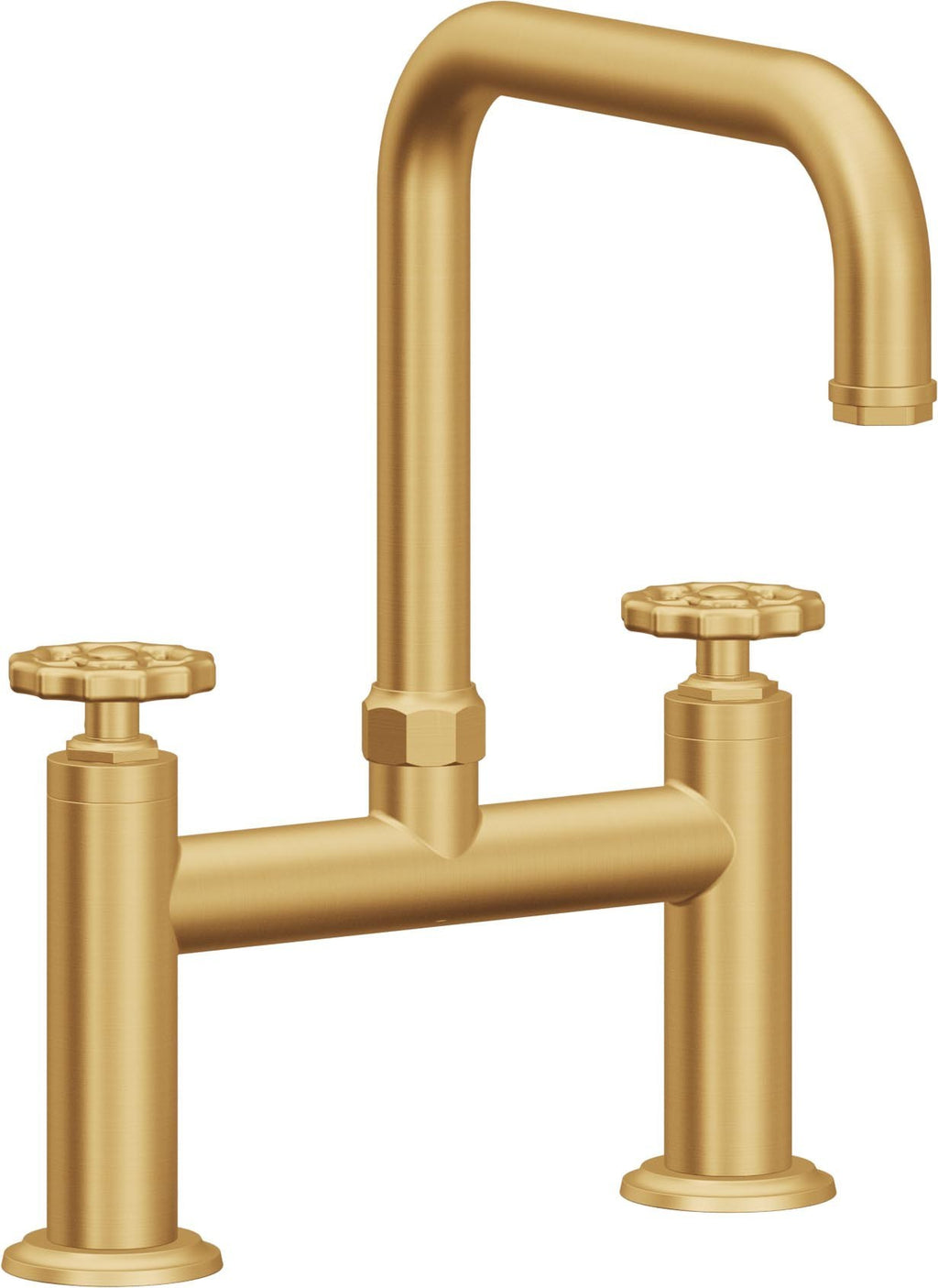 California Faucets Descanso Works Llave de Cocina Tipo Puente Industrial - Pico Cuadruple - Oro Satinado de por Vida