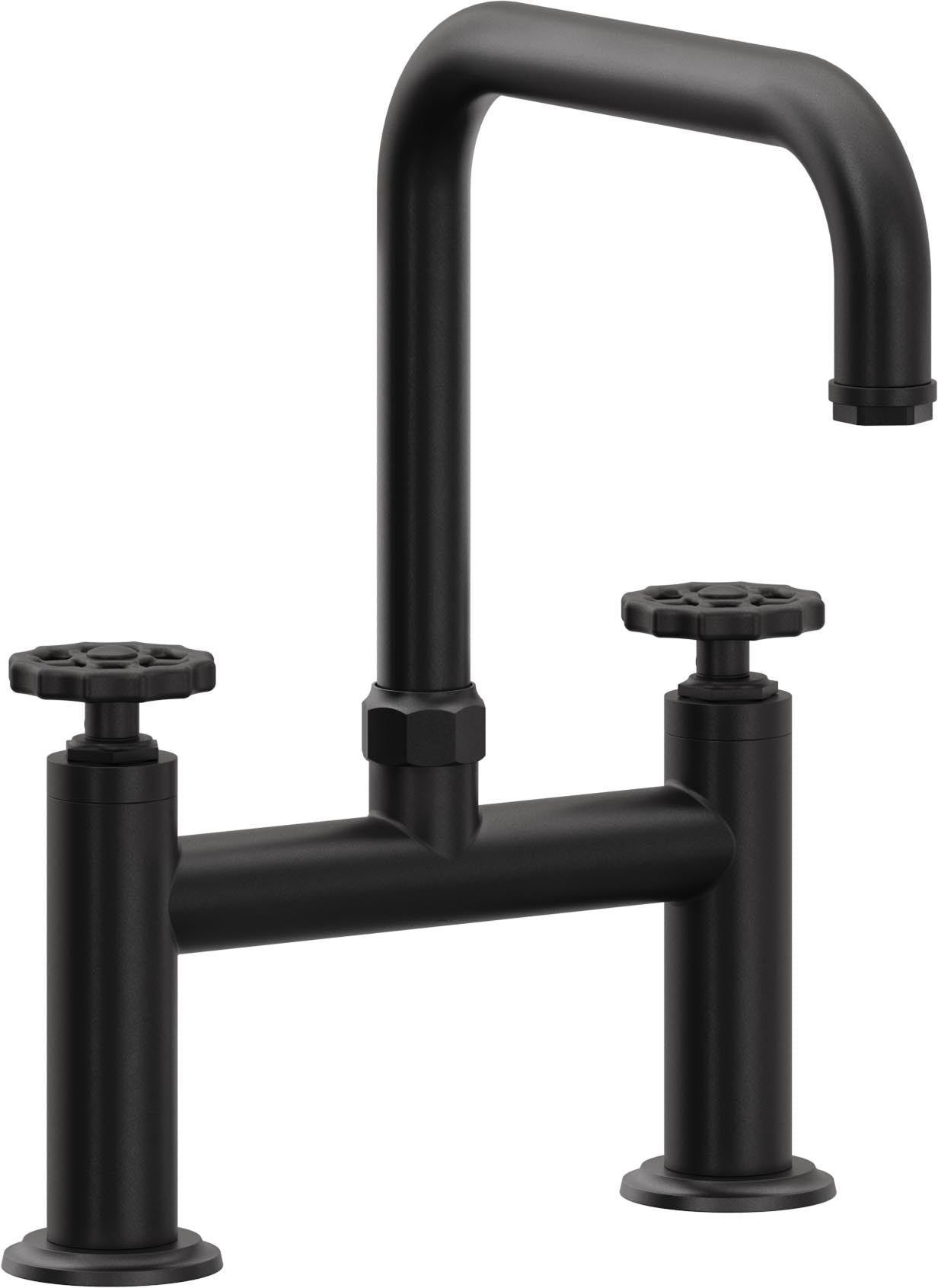 California Faucets Descanso Works Llave de Cocina Tipo Puente Industrial - Pico Cuadruple - Negro Mate