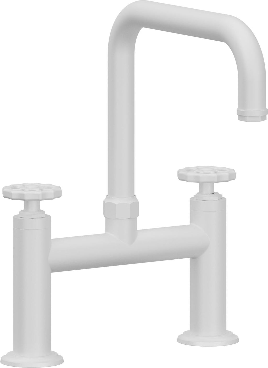 California Faucets Descanso Works Llave de Cocina Tipo Puente Industrial - Pico Cuadruple - Blanco Mate