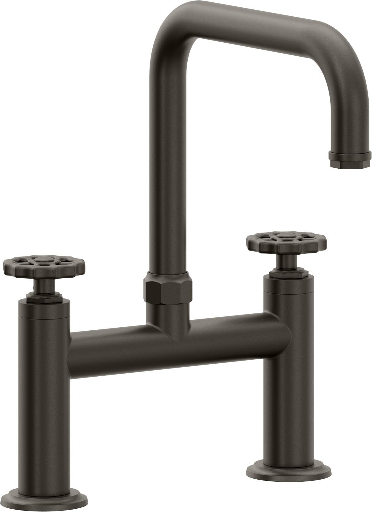 California Faucets Descanso Works Llave de Cocina Tipo Puente Industrial - Pico Cuadruple - Bronce Oscuro