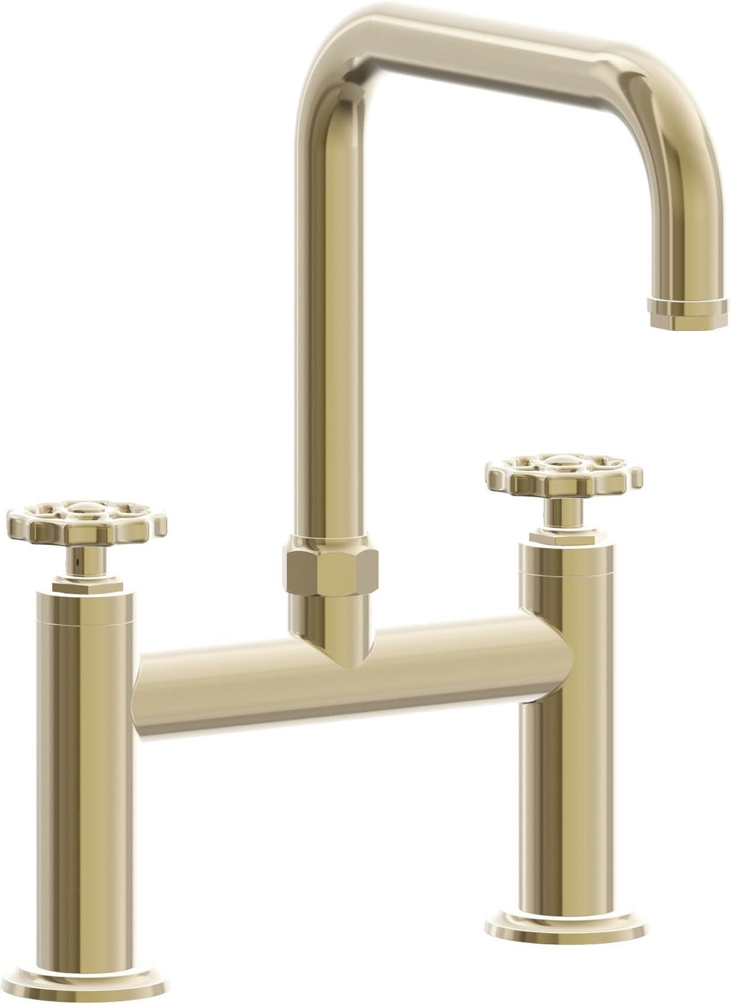 California Faucets Descanso Works Llave de Cocina Tipo Puente Industrial - Pico Cuadruple - Latón Pulido