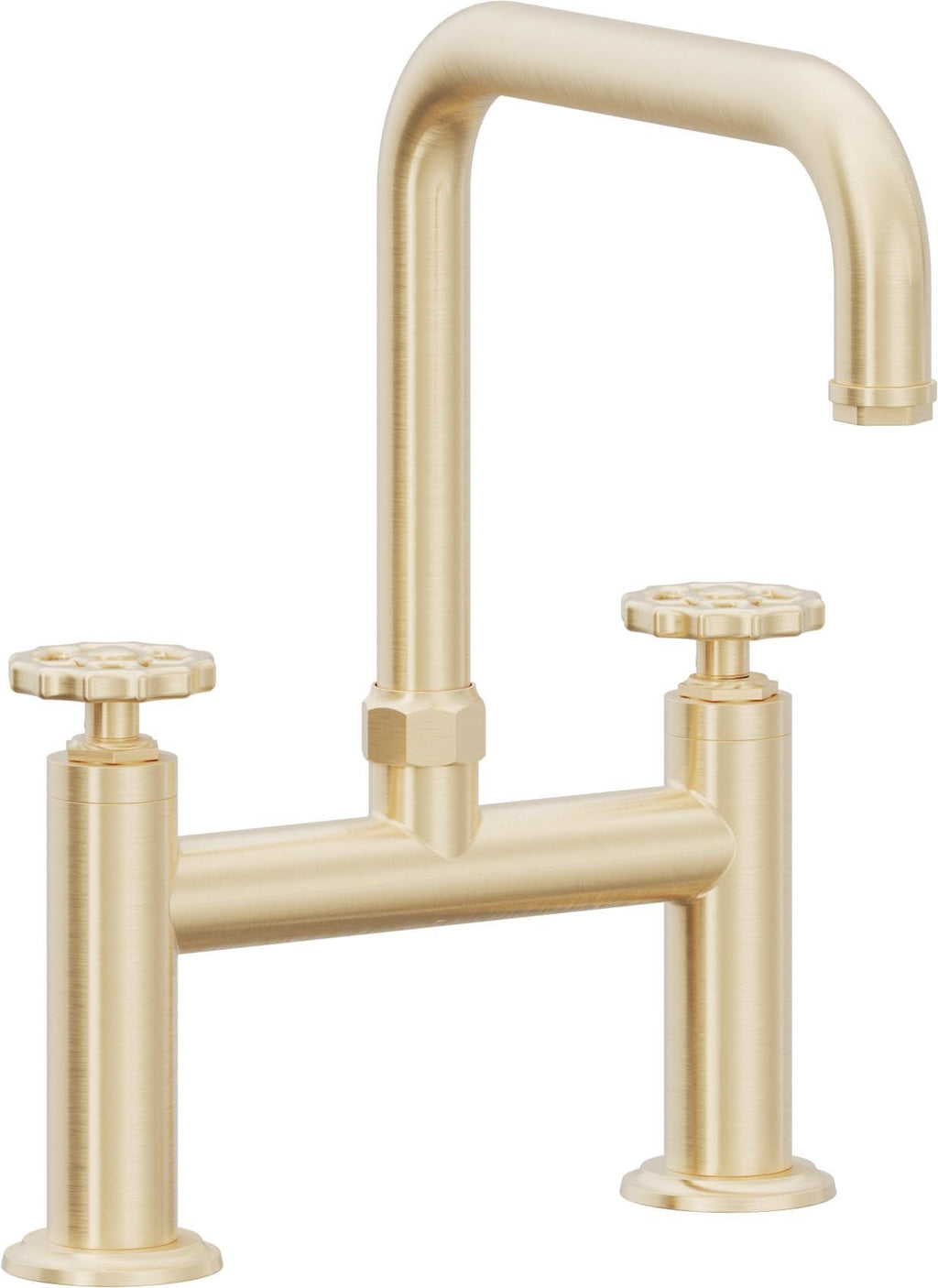 California Faucets Descanso Works Llave de Cocina Tipo Puente Industrial - Pico Cuadruple - Latón Satinado