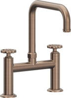California Faucets Descanso Works Llave de Cocina Tipo Puente Industrial - Pico Cuadruple - Bronce Satinado