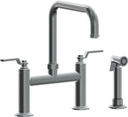 California Faucets Descanso Works Llave de Cocina Tipo Puente Industrial con Rociador Lateral - Pico Cuadruple - Níquel Negro