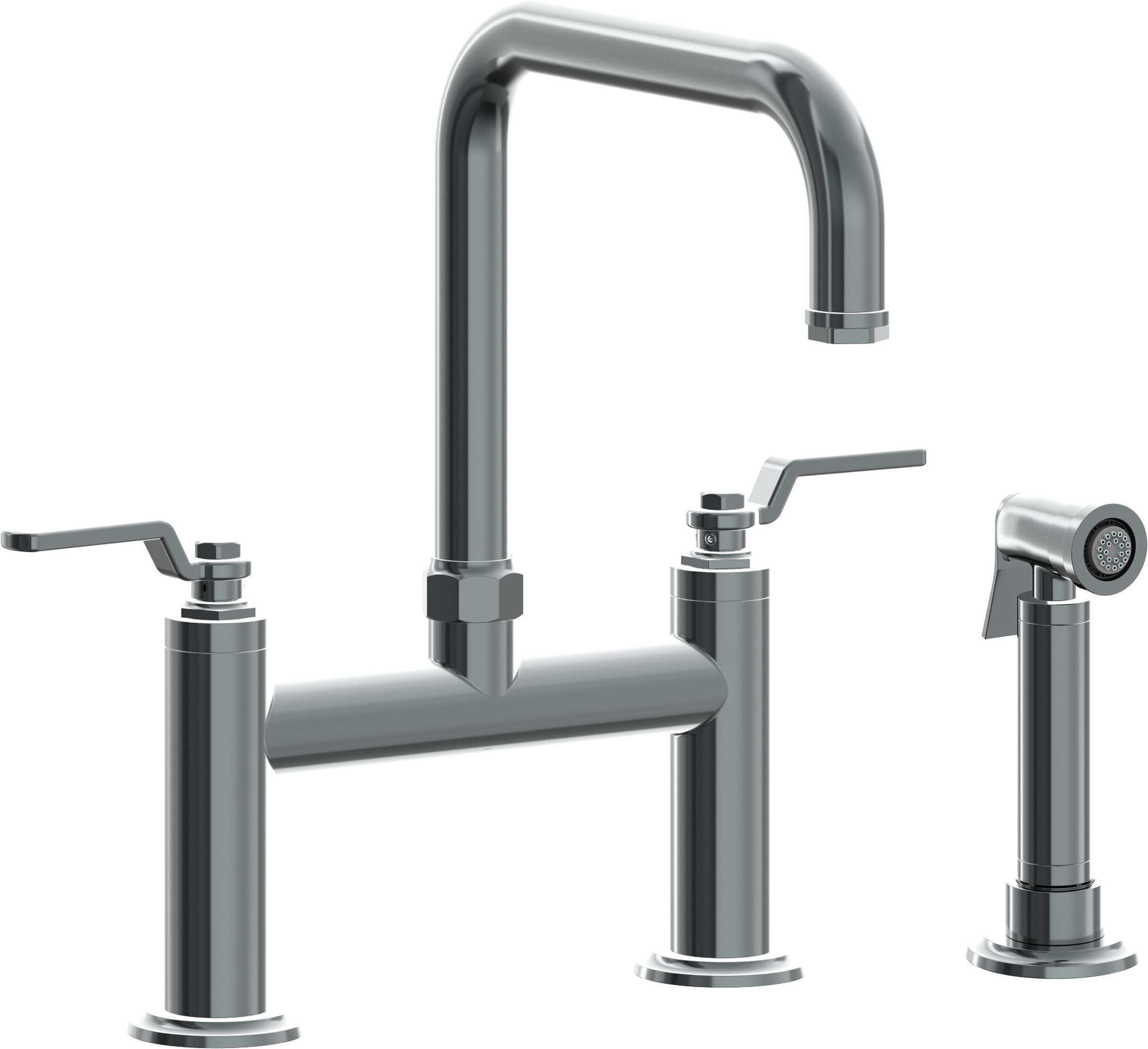 California Faucets Descanso Works Llave de Cocina Tipo Puente Industrial con Rociador Lateral - Pico Cuadruple - Níquel Negro