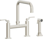 California Faucets Descanso Works Llave de Cocina Tipo Puente Industrial con Rociador Lateral - Pico Cuadruple - Níquel Pulido