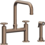 California Faucets Descanso Works Llave de Cocina Tipo Puente Industrial con Rociador Lateral - Pico Cuadruple - Bronce Satinado