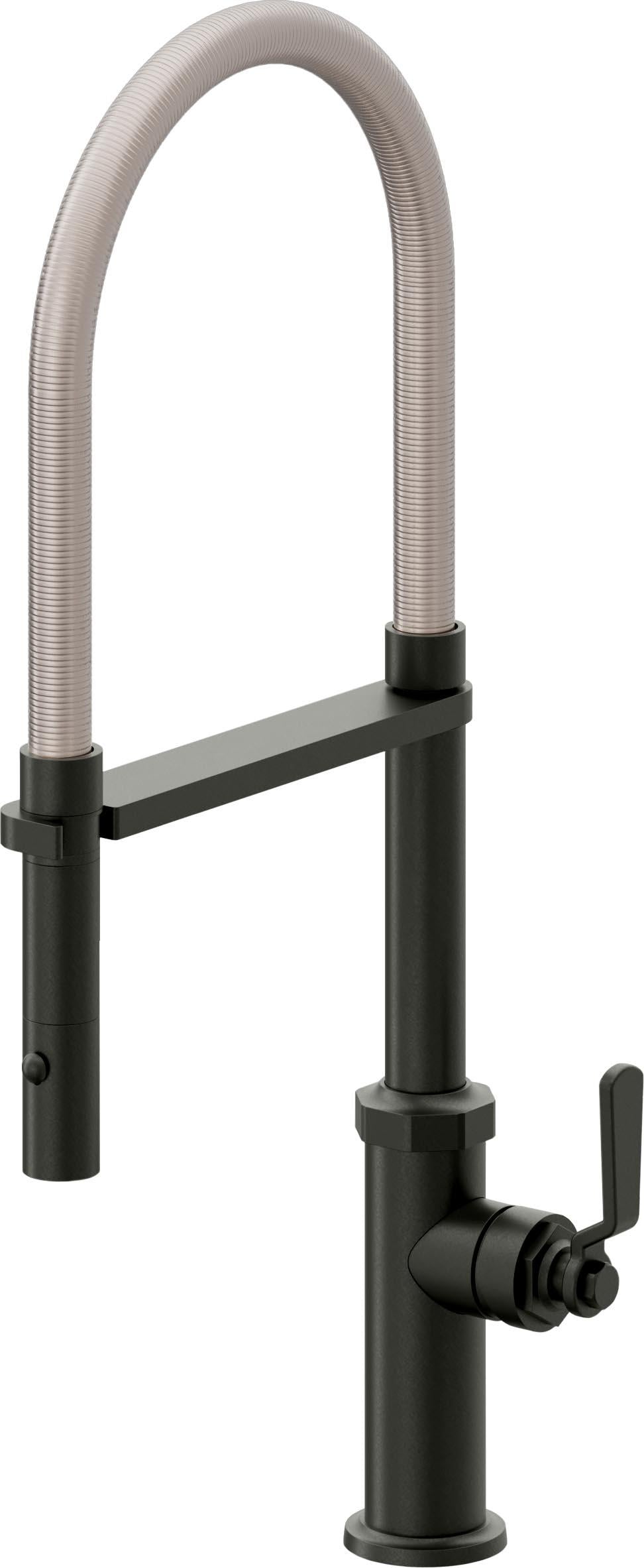 California Faucets Descanso Works Llave de Cocina Culinaria de Extraccion Industrial con Rociador de Boton - Bronce Bella Terra