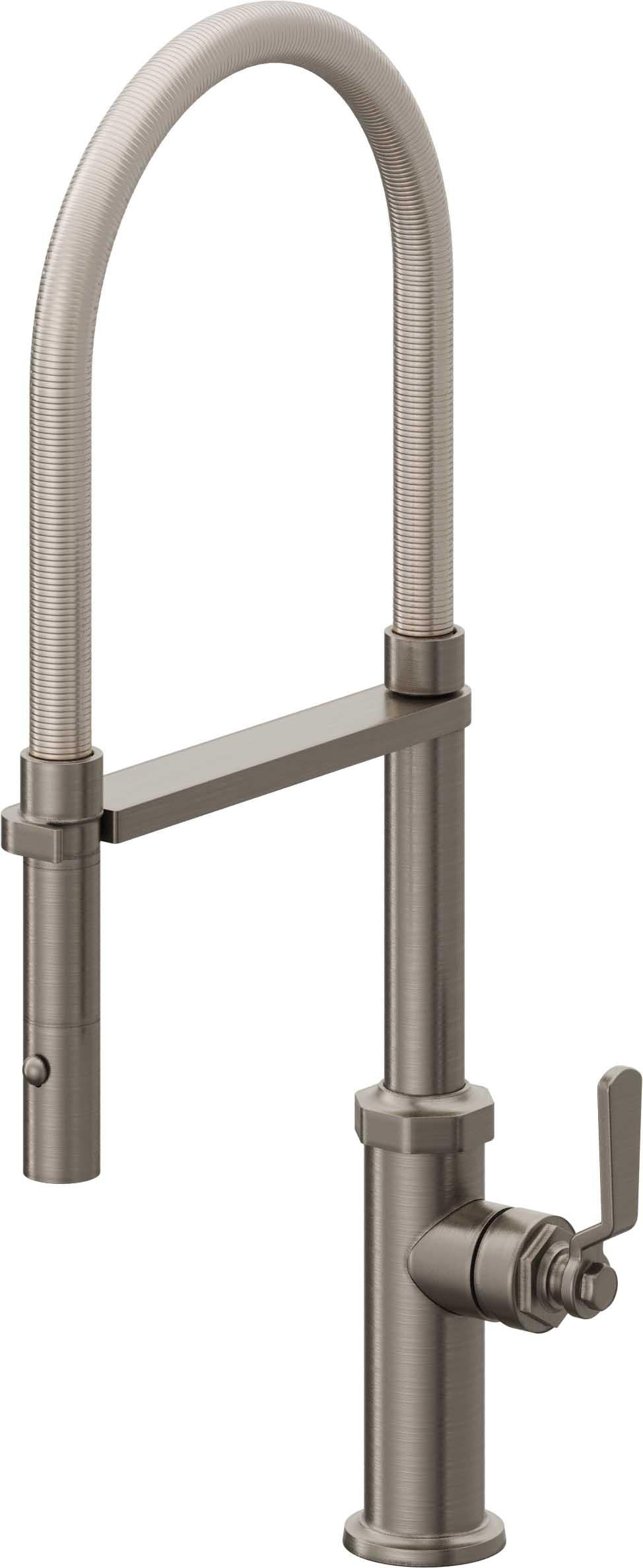 California Faucets Descanso Works Llave de Cocina Culinaria de Extraccion Industrial con Rociador de Boton - Grafito