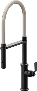 California Faucets Descanso Works Llave de Cocina Culinaria de Extraccion Industrial con Rociador de Boton - Negro Mate