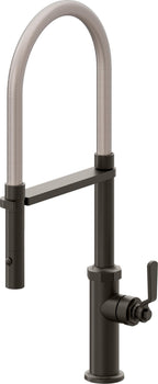 California Faucets Descanso Works Llave de Cocina Culinaria de Extraccion Industrial con Rociador de Boton - Bronce Oscuro