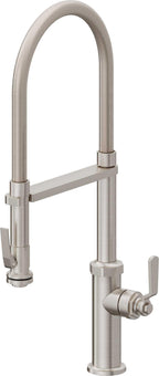 California Faucets Descanso Works Llave de Cocina Culinaria de Extraccion Industrial con Rociador de Apretar - Acero Inoxidable Ultra