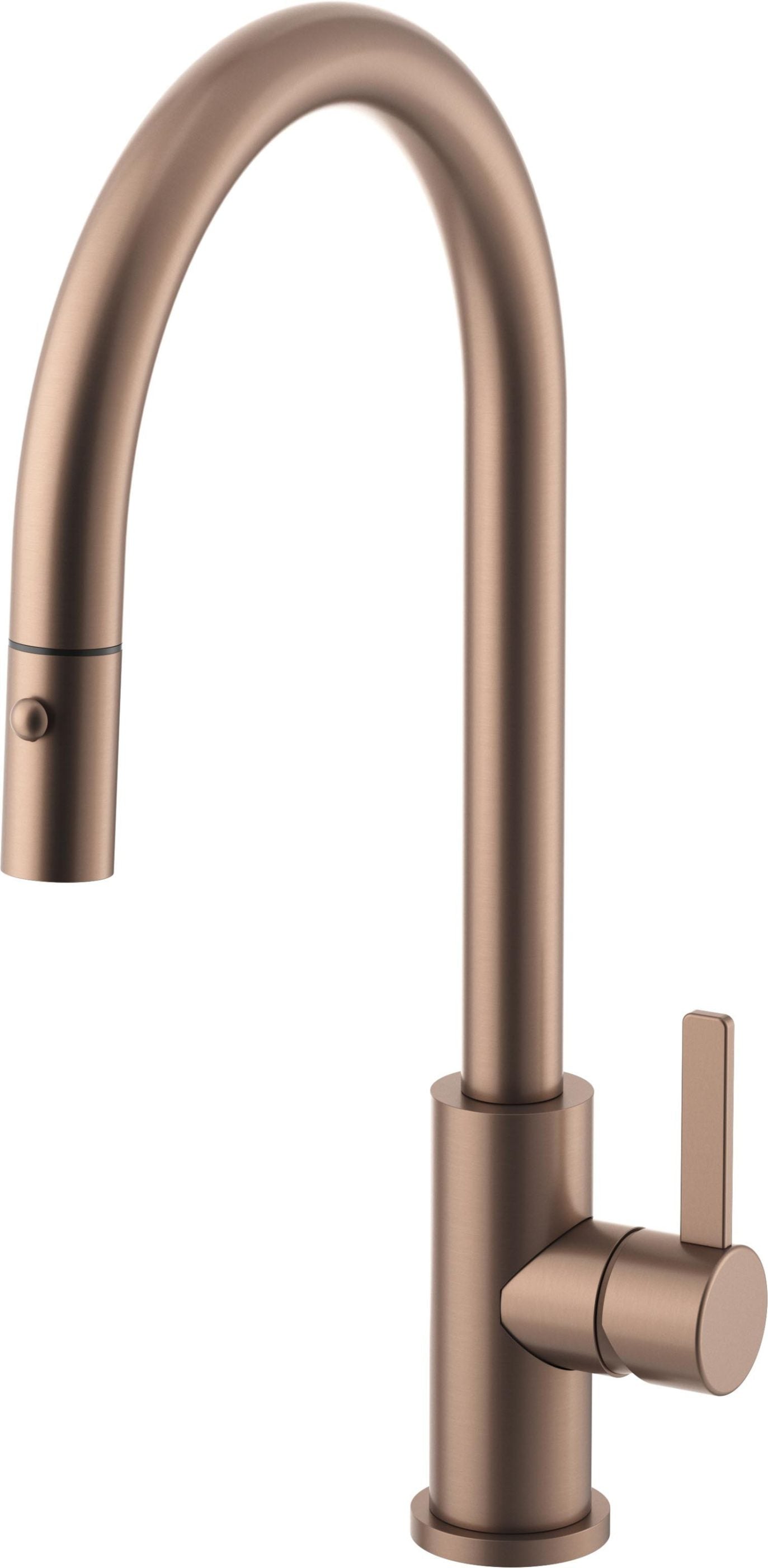 California Faucets COTO Llave de Cocina Extraíble con Rociador de Botón - Surtidor Alto - Bronce Satinado