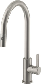California Faucets COTO Llave de Cocina Extraíble con Rociador de Botón - Surtidor Alto - Acero Inoxidable Satinado