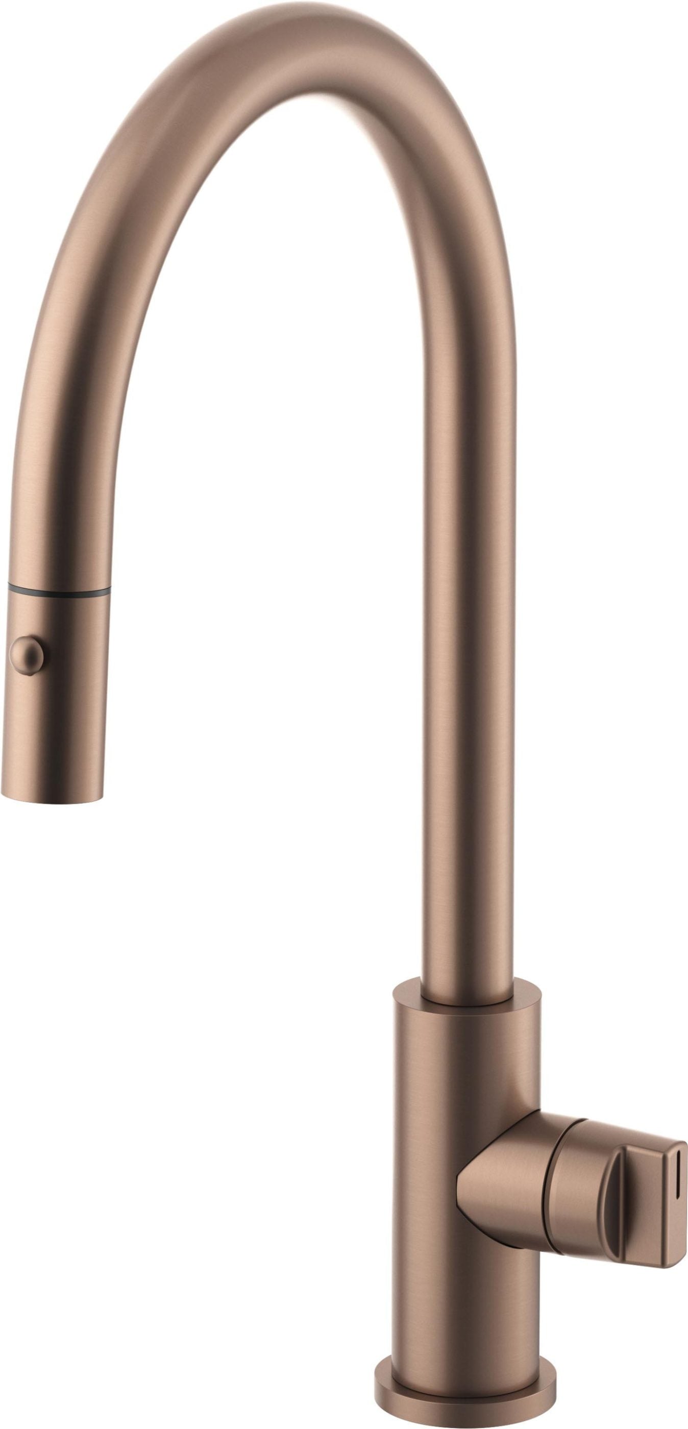 California Faucets COTO Llave de Cocina Extraíble con Rociador de Botón - Surtidor Alto - Bronce Satinado